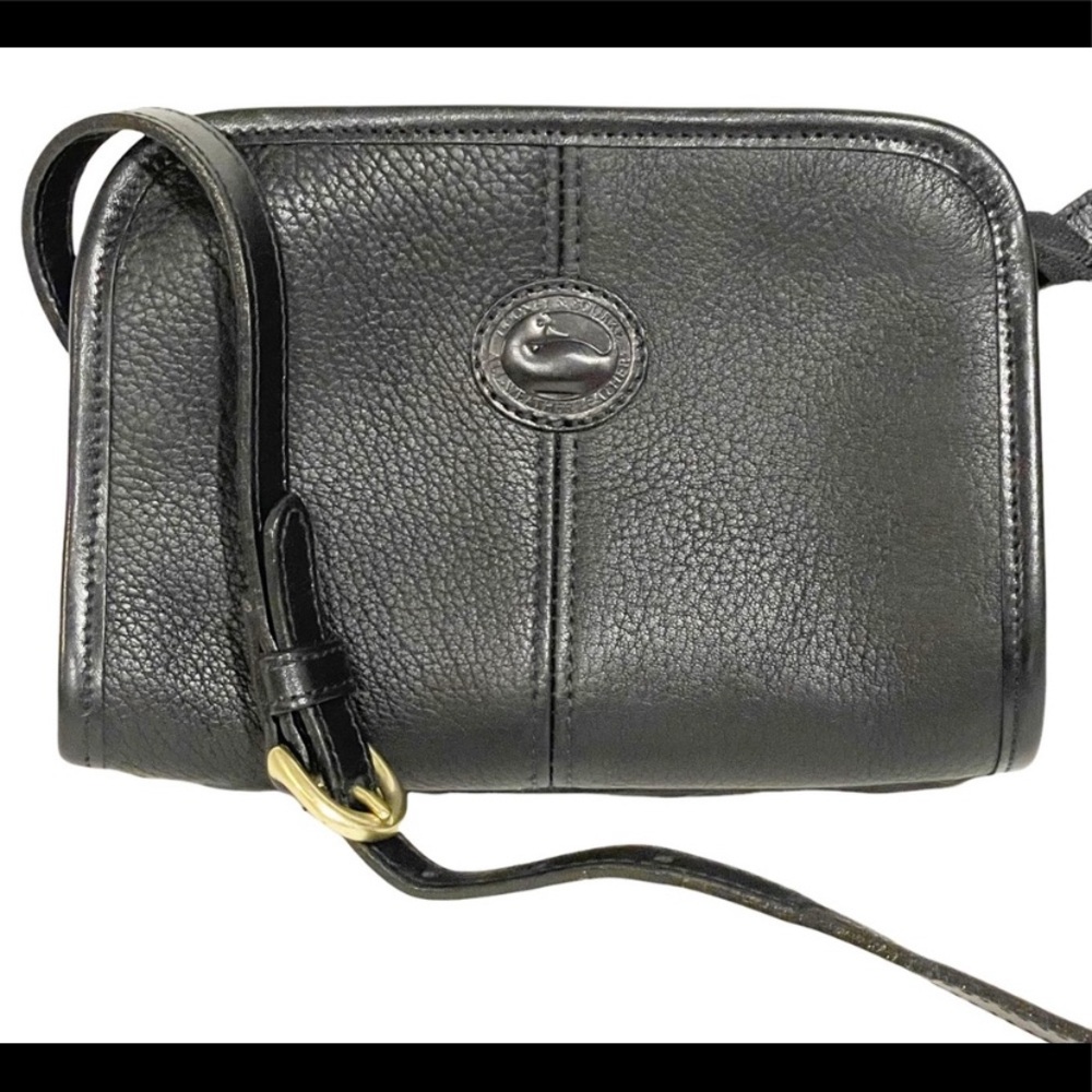 Dooney & Bourke Black Pebbled Leather Short Shoulder Zip Top Small Bag